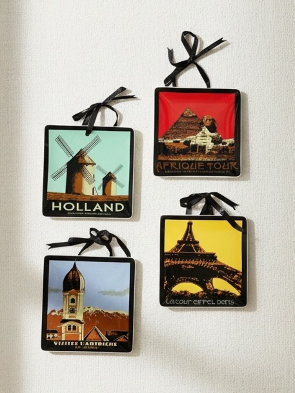 Travel Mini Plates Wall Plaque Set of 4